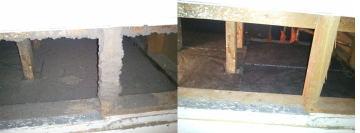 Air Duct Cleaning before with dust everywhere and after all the dust is gone.